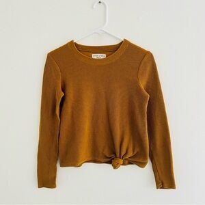 Madewell Texture & Thread Antique Gold Jacquard Knot Front Top XS